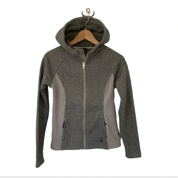 Spyder Heather gray bonded sweater fleece lined full zip hooded jacket NWT Med - Picture 1 of 7